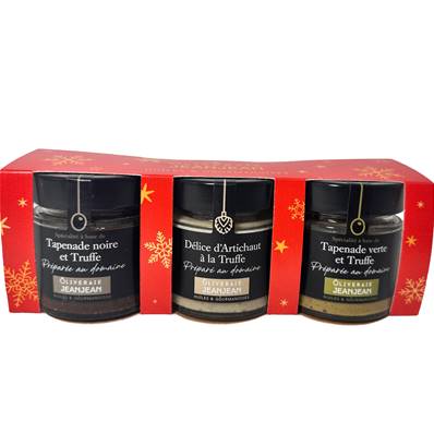 Coffret Trio NOËL ROUGE : tapenades Oliveraie Jeanjean