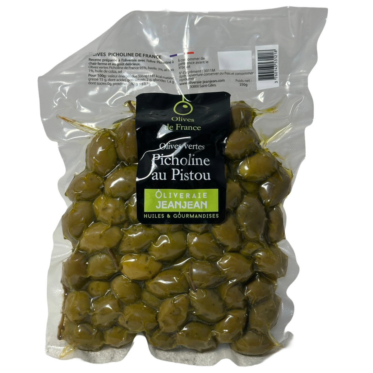 Olives Vertes Picholines au Pistou 250g