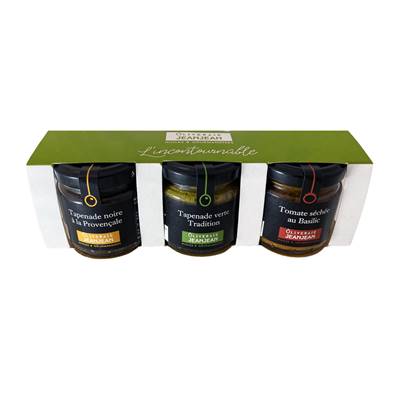Coffret Trio l'Incontournable : tapenades Oliveraie Jeanjean